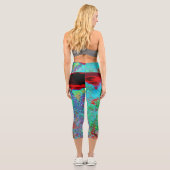 抽象芸術カラフルガーデンと夕日 カプリレギンス (裏面)