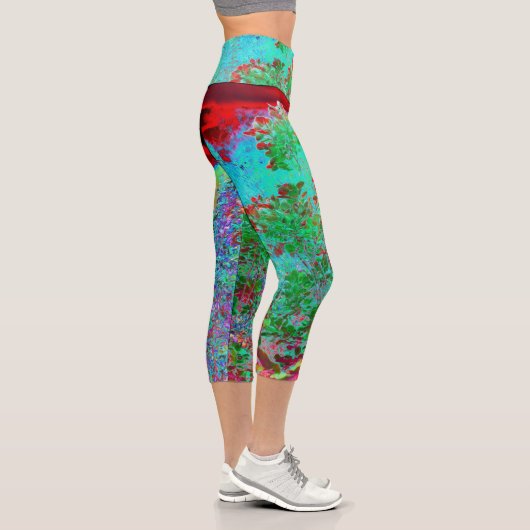 抽象芸術カラフルガーデンと夕日 カプリレギンス (右)