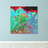 抽象芸術カラフルガーデンと夕日 キャンバスプリント (インサイチュ (ウッドフロア))