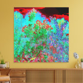 抽象芸術カラフルガーデンと夕日 キャンバスプリント (インサイチュ (リビング))