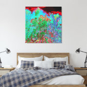 抽象芸術カラフルガーデンと夕日 キャンバスプリント (インサイチュ (寝室))