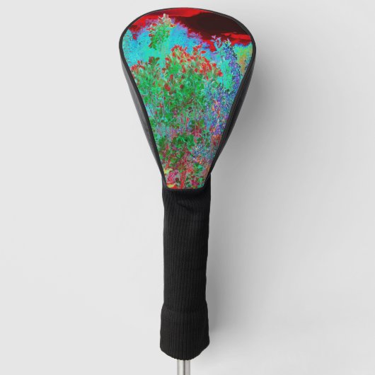 抽象芸術カラフルガーデンと夕日 ゴルフヘッドカバー (正面)