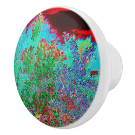 抽象芸術カラフルガーデンと夕日 セラミックノブ