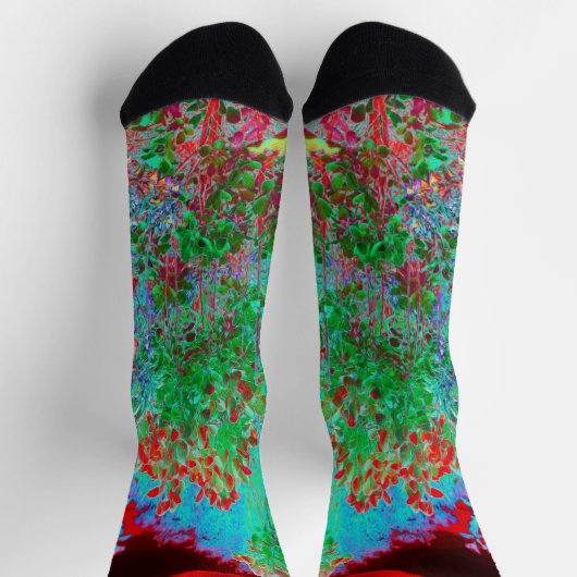 抽象芸術カラフルガーデンと夕日 ソックス (上部)