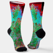 抽象芸術カラフルガーデンと夕日 ソックス (傾斜あり)