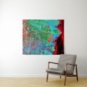 抽象芸術カラフルガーデンと夕日 タペストリー (インサイチュ(横))