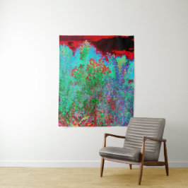 抽象芸術カラフルガーデンと夕日 タペストリー