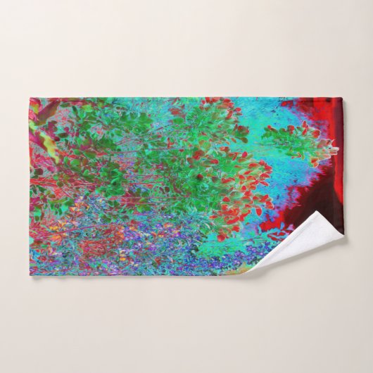 抽象芸術カラフルガーデンと夕日 バスタオルセット (ハンドタオル)