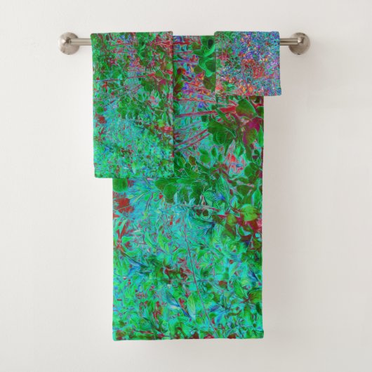 抽象芸術カラフルガーデンと夕日 バスタオルセット (インサイチュ)
