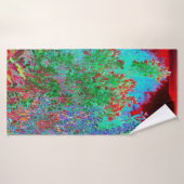 抽象芸術カラフルガーデンと夕日 バスタオル (バスタオル)