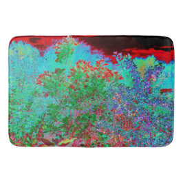 抽象芸術カラフルガーデンと夕日 バスマット