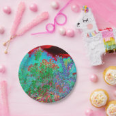 抽象芸術カラフルガーデンと夕日 ペーパープレート (パーティー)