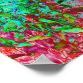 抽象芸術カラフルガーデンと夕日 ポスター (角)