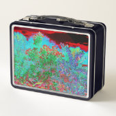 抽象芸術カラフルガーデンと夕日 メタルランチボックス (裏面)