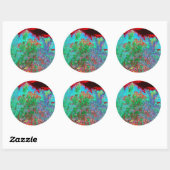 抽象芸術カラフルガーデンと夕日 ラウンドシール (シート)