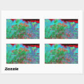 抽象芸術カラフルガーデンと夕日 長方形シール (シート)