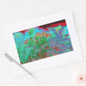 抽象芸術カラフルガーデンと夕日 長方形シール (封筒)