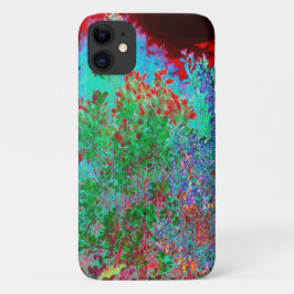 抽象芸術カラフルガーデンと夕日 iPhone 11 ケース