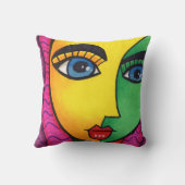 抽象芸術カラフルガール顔 クッション (裏面)