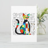 抽象芸術カラフルキャットアートキュービズム 招待状 (スタンド正面)