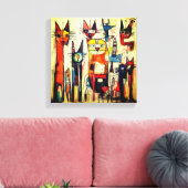 抽象芸術カラフルキャットアート キャンバスプリント (インサイチュ (リビング))
