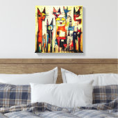 抽象芸術カラフルキャットアート キャンバスプリント (インサイチュ (寝室))