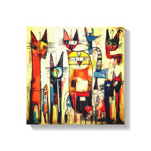 抽象芸術カラフルキャットアート