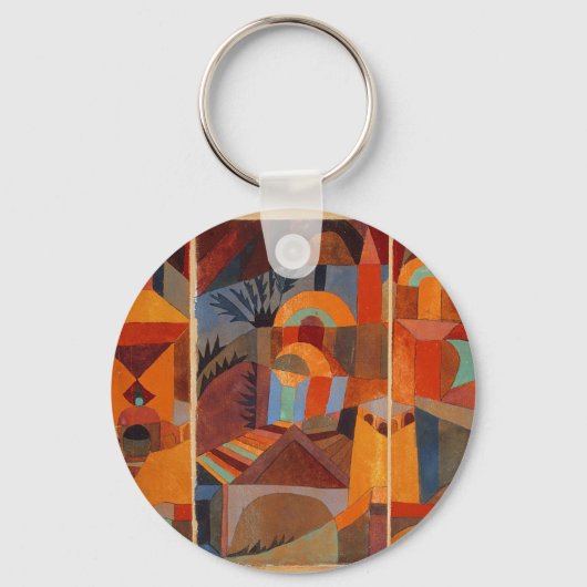抽象芸術カラフルキュービズムKleeテンプルガーデンズ キーホルダー (正面)