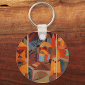 抽象芸術カラフルキュービズムKleeテンプルガーデンズ キーホルダー (正面)