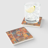 抽象芸術カラフルキュービズムKleeテンプルガーデンズ ストーンコースター (横)