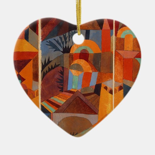 抽象芸術カラフルキュービズムKleeテンプルガーデンズ セラミックオーナメント (正面)