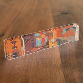 抽象芸術カラフルキュービズムKleeテンプルガーデンズ デスクネームプレート (側面)