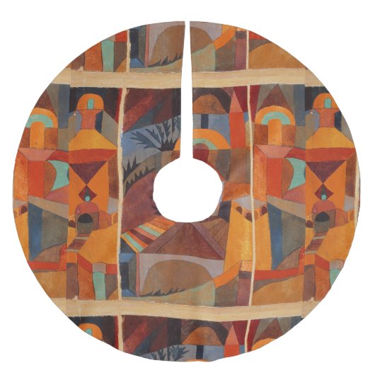 抽象芸術カラフルキュービズムKleeテンプルガーデンズ ブラッシュドポリエステルツリースカート (正面)