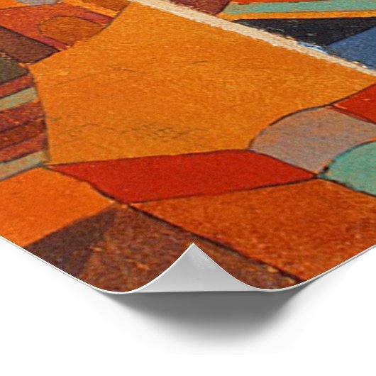 抽象芸術カラフルキュービズムKleeテンプルガーデンズ ポスター (角)