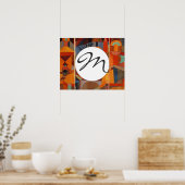 抽象芸術カラフルキュービズムKleeテンプルガーデンズ ポスター (キッチン)