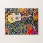 抽象芸術カラフルギター |困難な懸命 ジグソーパズル (横)
