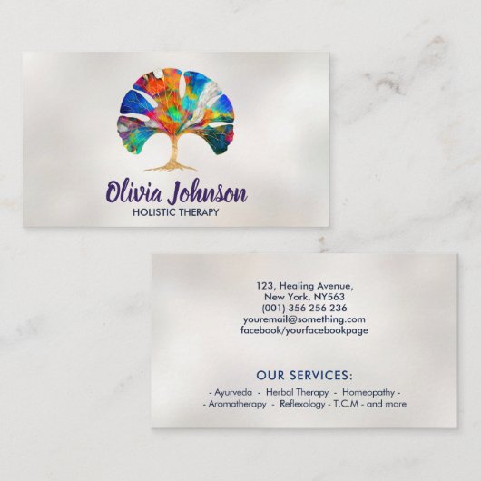 抽象芸術カラフルギンコの木 名刺 (正面/裏面)