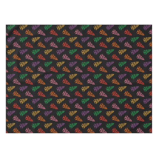 抽象芸術カラフルクリスマスツリーパターン テーブルクロス (正面(横))