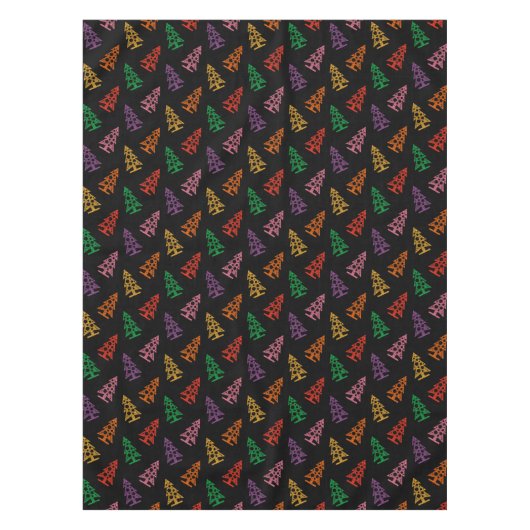 抽象芸術カラフルクリスマスツリーパターン テーブルクロス (正面)