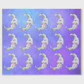 抽象芸術カラフルクレセント衛星顔星空 ラッピングペーパー (フラット)