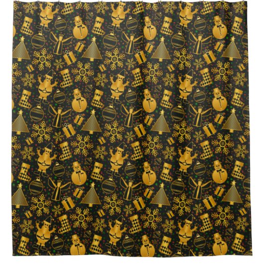 抽象芸術カラフルクローズアップのクリスマスパターン シャワーカーテン (正面)