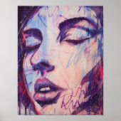 抽象芸術カラフルグラフィック女性ポートレートアートプリント ポスター (正面)