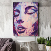 抽象芸術カラフルグラフィック女性ポートレートアートプリント ポスター