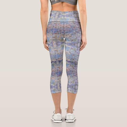 抽象芸術カラフルグラフィティウォールストリートアート カプリレギンス (裏面)