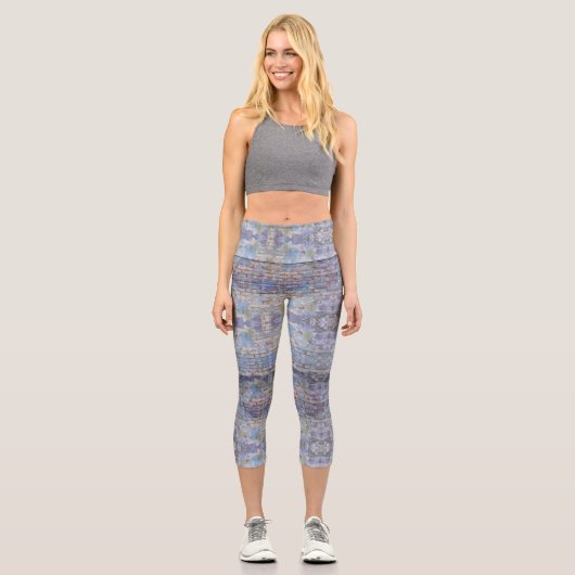 抽象芸術カラフルグラフィティウォールストリートアート カプリレギンス (正面)