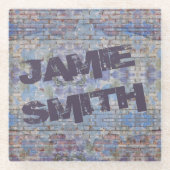 抽象芸術カラフルグラフィティウォールストリートアート ガラスコースター (正面)