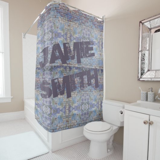 抽象芸術カラフルグラフィティウォールストリートアート シャワーカーテン (インサイチュ)