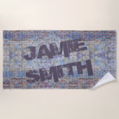 抽象芸術カラフルグラフィティウォールストリートアート ビーチタオル (正面)