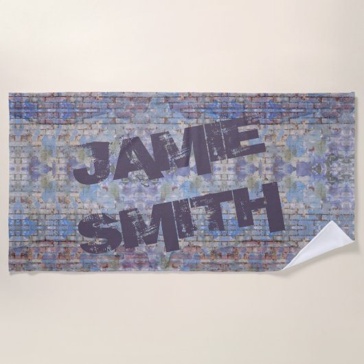 抽象芸術カラフルグラフィティウォールストリートアート ビーチタオル (正面)