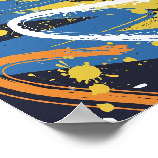 抽象芸術カラフルグラフィティブラシストローク ポスター (角)